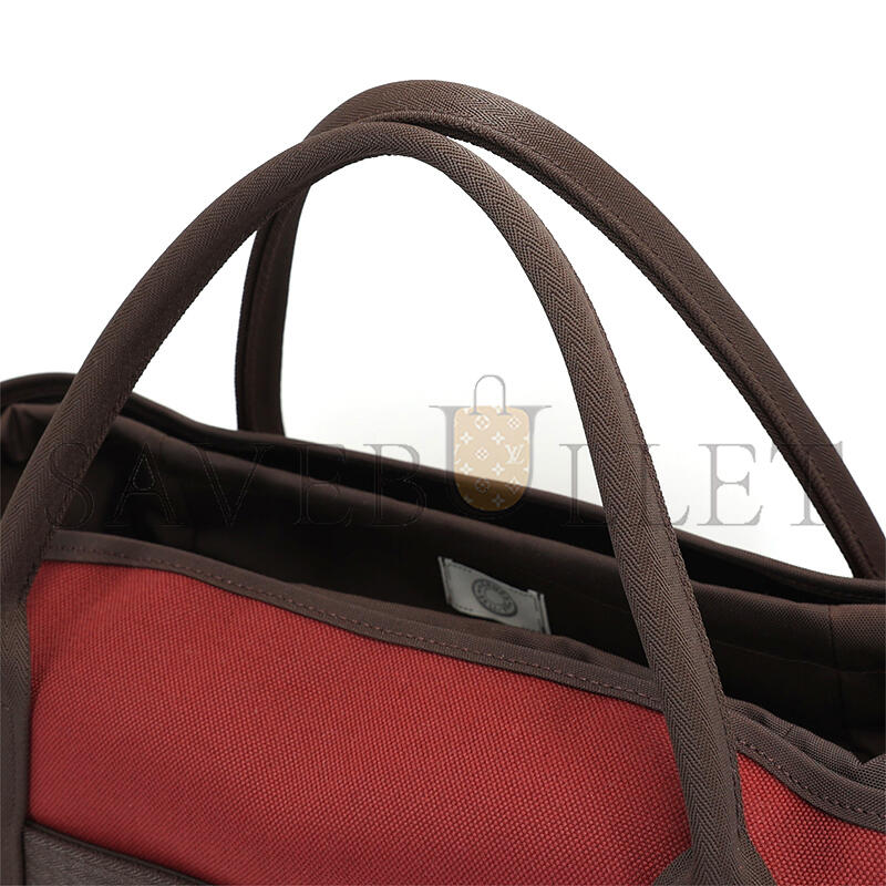 HERMÈS MASTER SAC DE PANSAGE TOTE BAG 55 IN  ROUGE H CANVAS WITH SILVER BUCKLE (48*35*27cm)